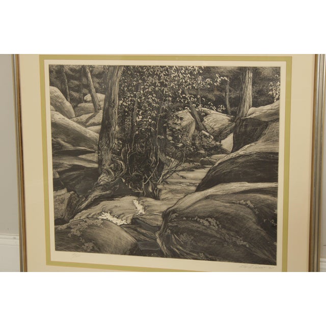 Vintage Roger Cairns 'Unami One' Landscape Etching, Custom Framed For Sale - Image 4 of 12