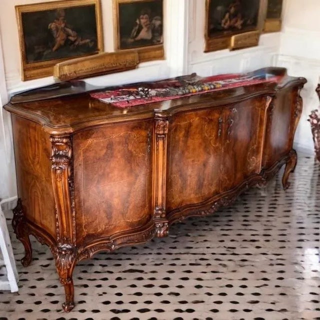Rococo Antique Late 19th Century French Rococo Revival Burl Walnut Buffet For Sale - Image 3 of 12