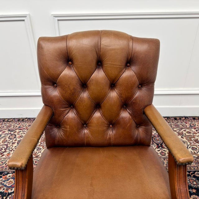 Chesterfield Brown President Office Chair For Sale - Image 5 of 8
