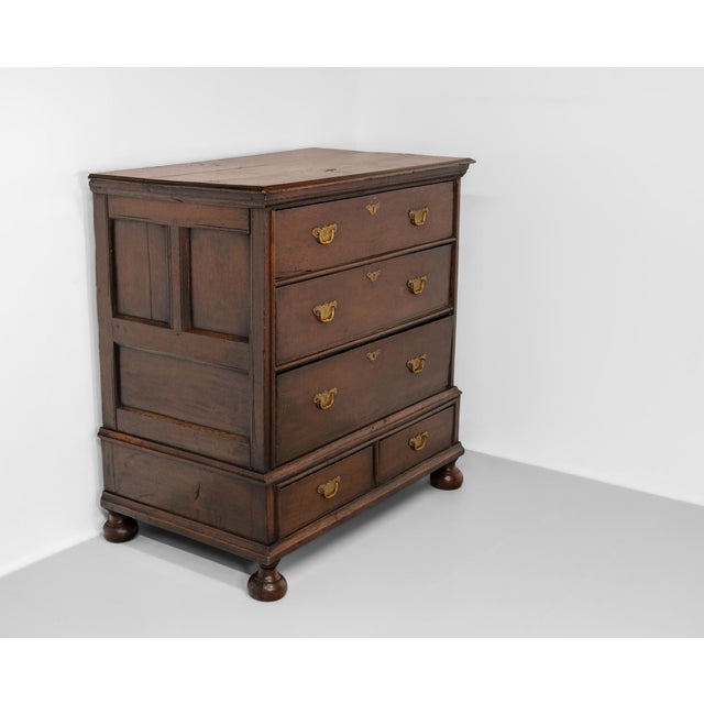 Metal Antique William and Mary Jacobean Joined Oak Provisional Chest of Drawers, 1690 For Sale - Image 7 of 18