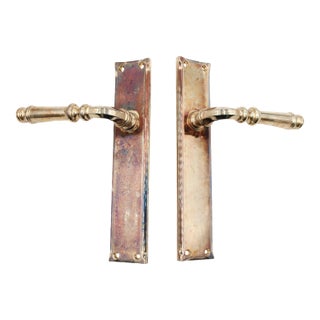 Pair of Traditional Polished Brass Dummy Door Pulls For Sale
