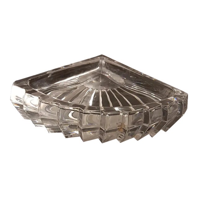 1980s Signed Steuben Ribbed Shell Trinket Holder For Sale