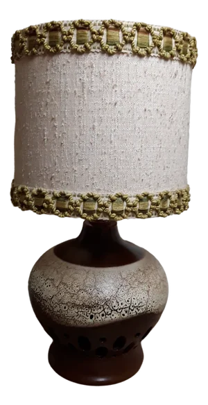 Vintage Table Lamp with Brown Ceramic Base, 1970s