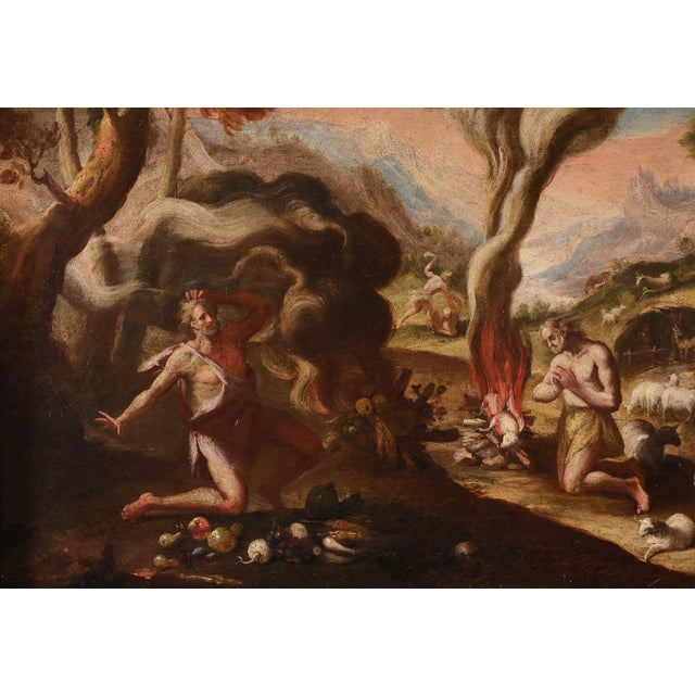 Maarten De Vos, Adam and Eve after the Fall / The Sacrifices of Cain and Abel, 17th Century, Oil Painting on Canvas, Framed, Set of 2 For Sale - Image 12 of 15