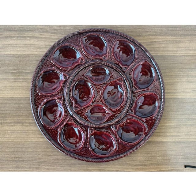 French Majolica Oyster Plate St. Clement France, 1970s For Sale - Image 7 of 7