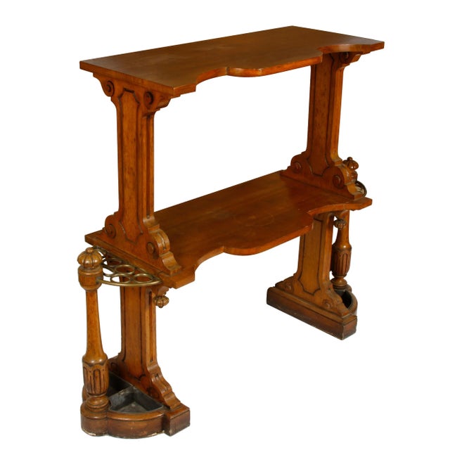 Antique English Two-Tier Etagere Hall Stand For Sale - Image 4 of 5
