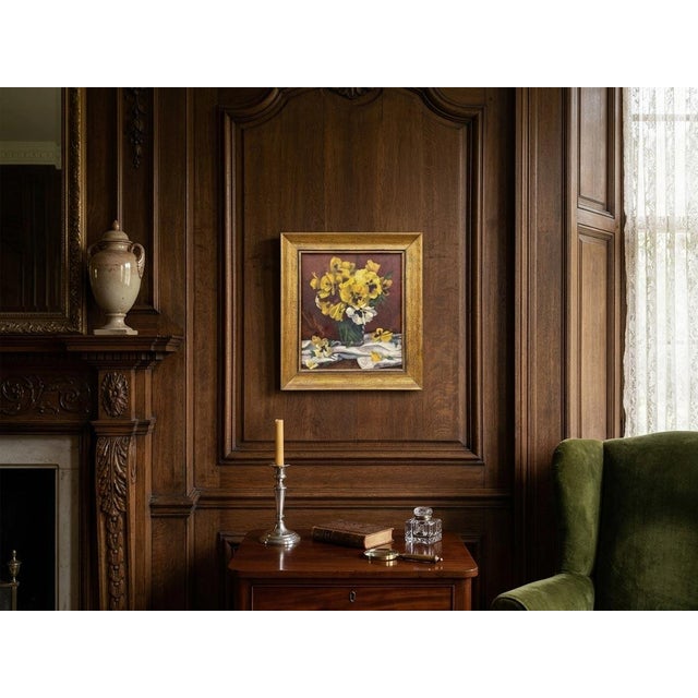 Pansies Still Life, Early 20th Century, Oil on Canvas For Sale - Image 11 of 14