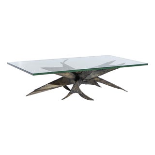Silas Seandel Brutalist Mid Century Torch Cut Steel Coffee Table For Sale