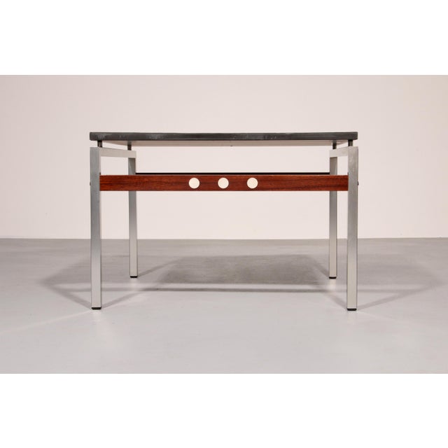Coffee Table in Slate, Chrome and Wood, Denmark, 1970 For Sale - Image 3 of 11