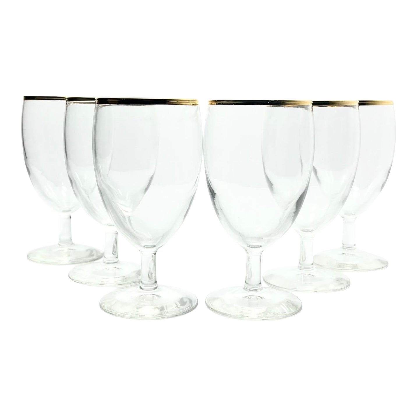 1990s Gold Rim Low Water or Iced Tea Glasses - Set of 6 | Chairish