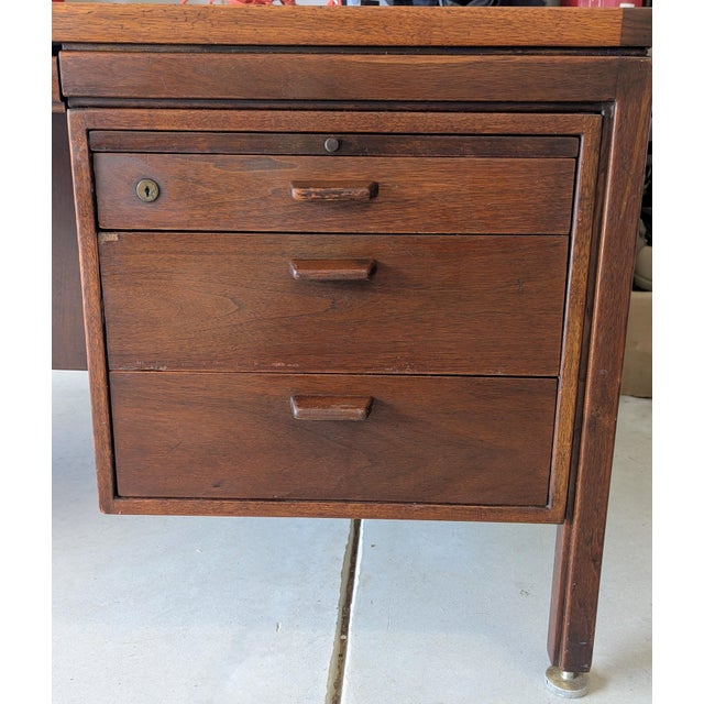 Mid 20th Century Jens Risom Walnut Executive Desk For Sale - Image 9 of 18