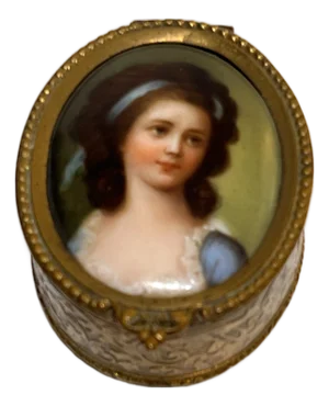 19th Century Vienna Miniature Portrait Gilt Bronze Box