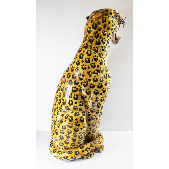 Early 20th Century Mid-Century 32" Italian Terra Cotta Figure of a Leopard For Sale - Image 5 of 11
