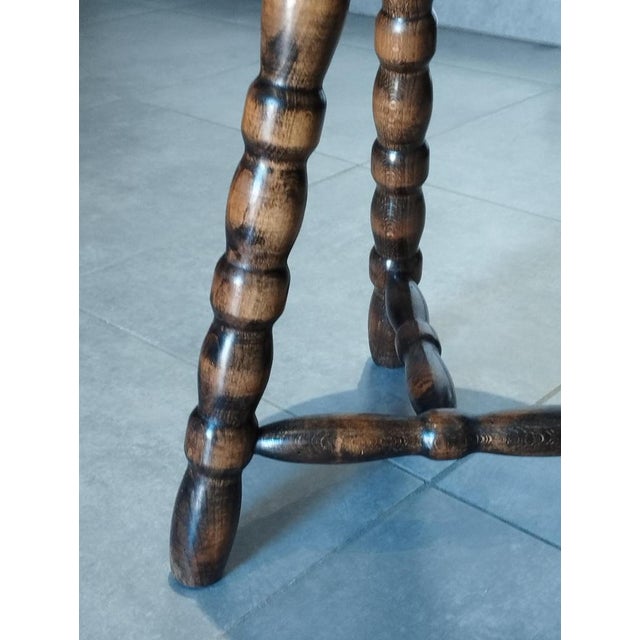 Mid-Century Modern French Tripod Stool in Wood by Charles Dudouyt, 1940s For Sale - Image 3 of 18