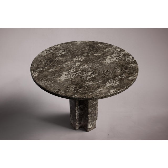 Postmodern Arti Emperador Dark Marble Round Dining Table 35.4" For Sale - Image 3 of 5