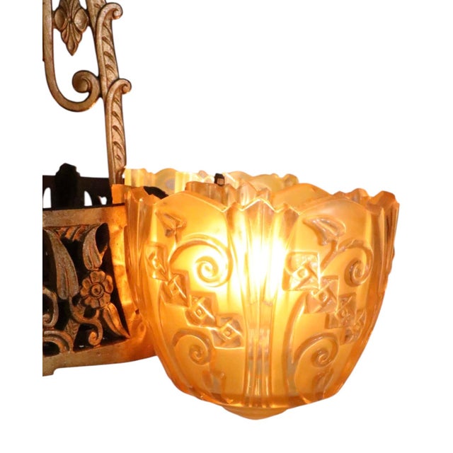 Art Deco Slip Shade Chandelier by the Lincoln Manufacturing Company C. 1930's For Sale - Image 10 of 11