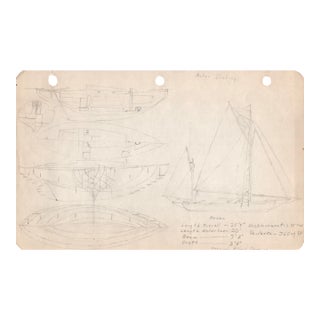 1940s Maine Marine Architectural Drawing on Paper For Sale