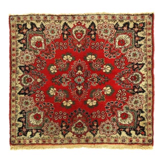 Pasargad DC Persian Hand Knotted Antique Square Sarouk Rug For Sale