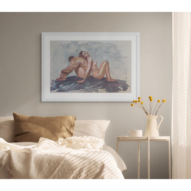 “Trust” Original Impressionistic Nude Figure Watercolor on Paper Painting Art by Anna Novick For Sale In Los Angeles - Image 6 of 9