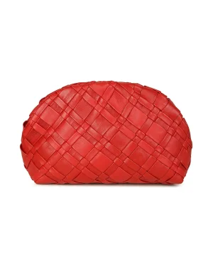 Rafe Woven Leather Aya Frame Clutch, Red