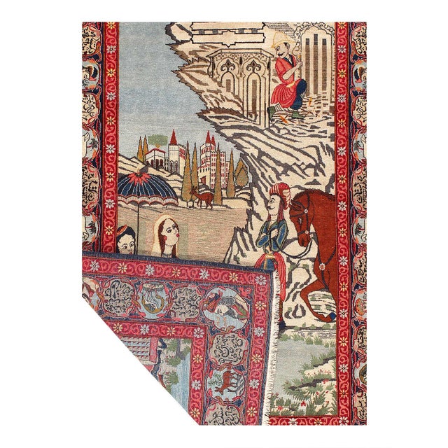 Traditional Pasargad DC Fine Hand Knotted Antique Scenery Kashan Rug For Sale - Image 3 of 3
