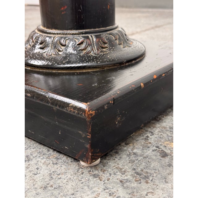 Vintage Wood Distressed Pedestal Table For Sale - Image 10 of 12