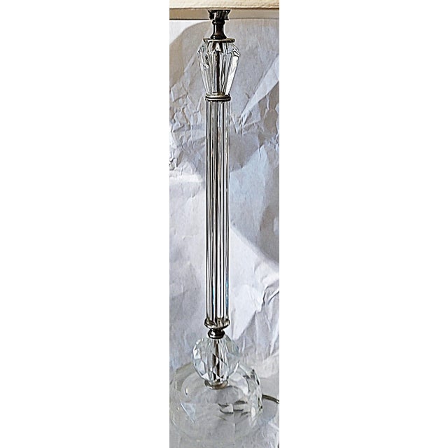 What's old is new again and this 1950-60s crystal glass table stick lamp fits right in with the post modern minimal craze,...