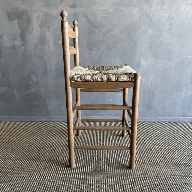 Mid-Century Modern Kalmar White Oak Counter Height Stool With Jute Seat in Warm Brown Finish For Sale - Image 3 of 7