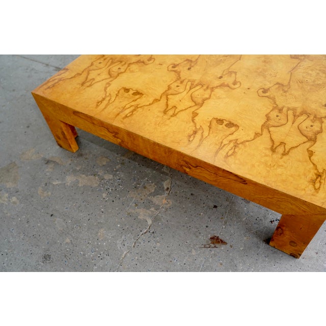 Yellow 1970s Attributed to Milo Baughman for Thayer Coggin Large Burlwood Coffee / Cocktail Table For Sale - Image 8 of 16