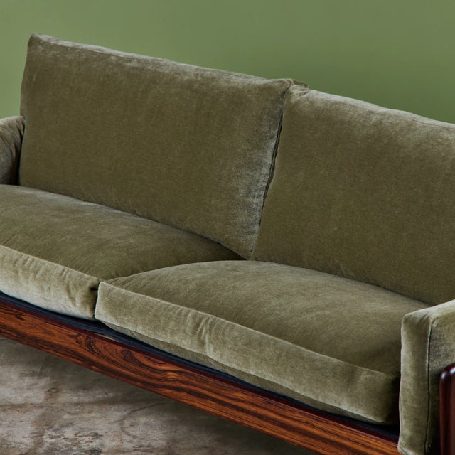 Rosewood and Mohair Velvet Sofa For Sale - Image 14 of 16