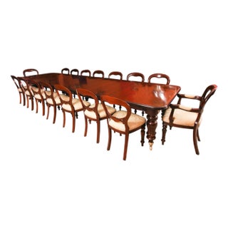Antique William IV Extending Dining Table and Chairs, 1800s, Set of 17 For Sale
