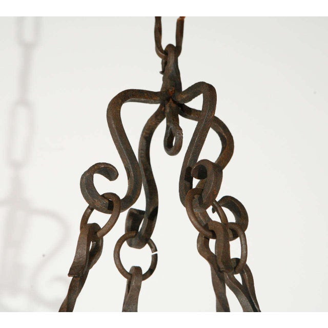 Black Early 20th Century Iron French Chandelier For Sale - Image 8 of 10