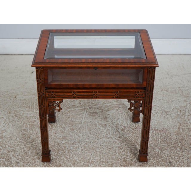 Age: Approx: 20 Years Old Details: Mahogany Beveled Glass High Quality Construction Chippendale Style Solid Brass Hardware...