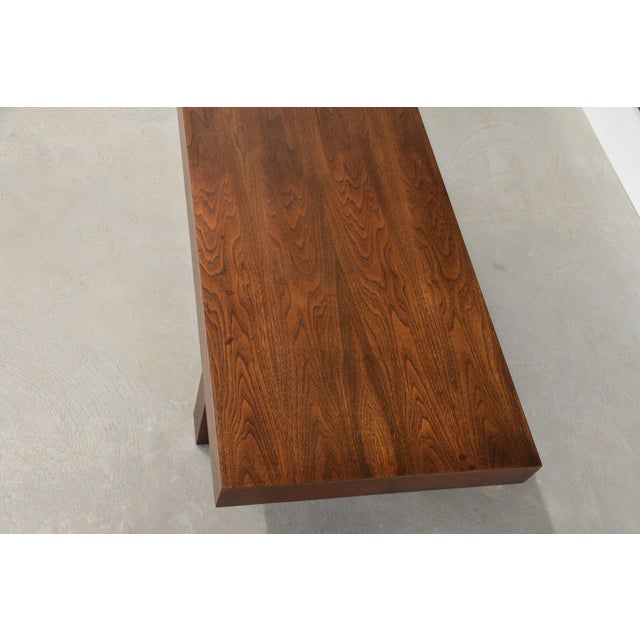 1960s Walnut MCM 60” Coffee Table For Sale In Boston - Image 6 of 7