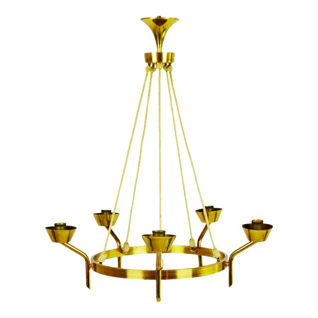 Antique Brass & Rope Chain 5 Light Chandelier Chairish