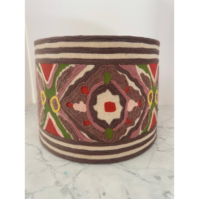 English Vintage Crocheted Linen Lamp Shade For Sale - Image 3 of 5