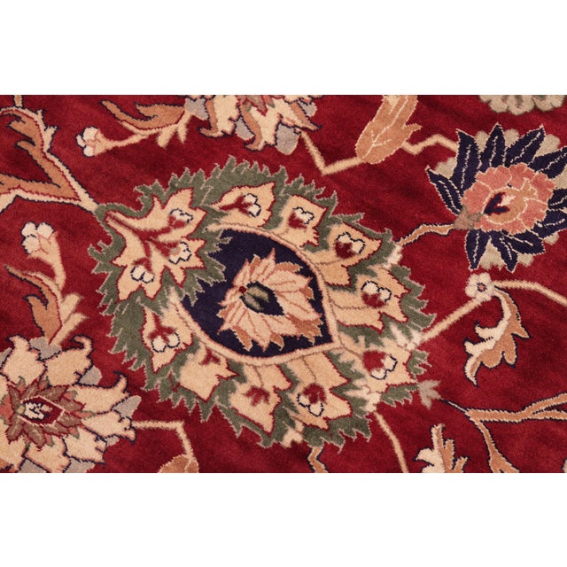 Shabby Chic 1990's Floral Pak-Persian Red/Blue Wool Rug - 8'1'' X 10'0'' For Sale In New York - Image 6 of 9