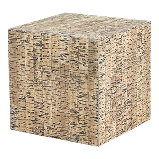 Vintage Faux Cork Laminate Cube Side Table For Sale