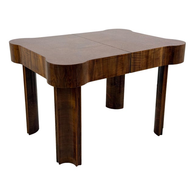 Art-Deco Walnut Folding Dining Table, 1930s For Sale