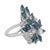Vintage Diamond Sapphire 14k White Gold Cocktail Ring, Size 5.5 For Sale - Image 4 of 6