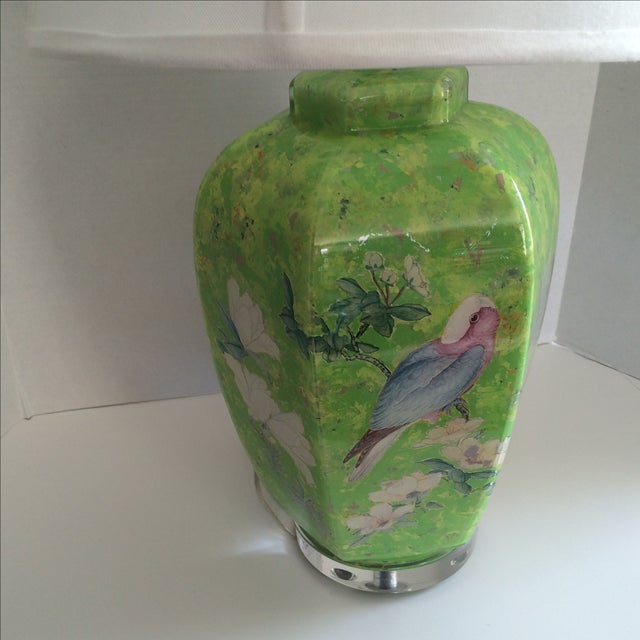 Reverse Painted Decoupage Lamp On Lucite Base Chairish