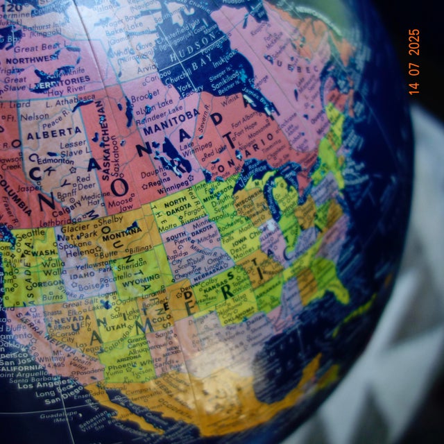 1990s Replogle Globe Art Deco Base, Deep Blue For Sale - Image 9 of 14