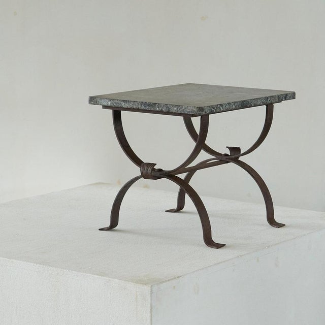 Art Deco Side Table in Wrought Iron and Marble, 1950s For Sale - Image 10 of 12