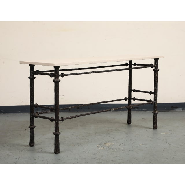 Giacometti Style Sculpture Bronzed Console With Limestone Top, C. 1970s For Sale - Image 13 of 17