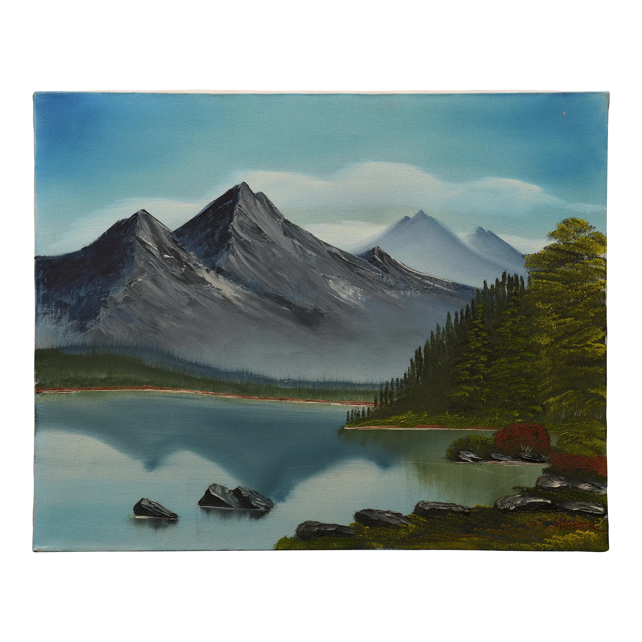 1980s Mountain Serenity Oil on Canvas by Hoback | Chairish