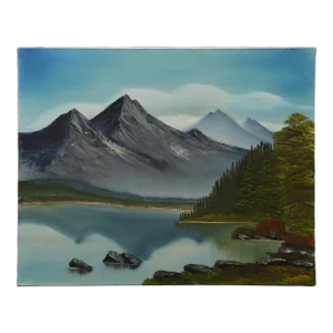 1980s Mountain Serenity Oil on Canvas by Hoback