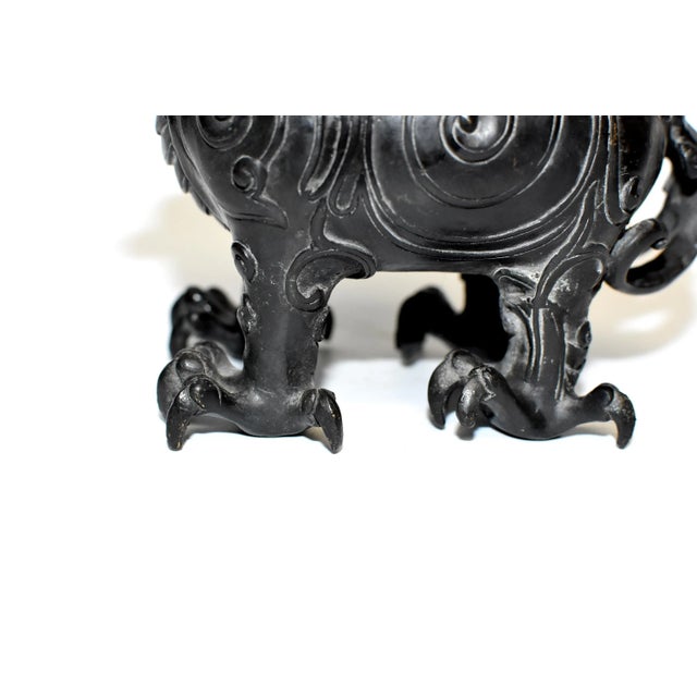 Asian Black Bronze Incense Burner in Beast Form For Sale - Image 3 of 13