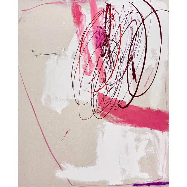 Contemporary Abstract Acrylics, Ink on Natural Canvas "Ground Control" by Manuela Karin Knaut For Sale - Image 4 of 4