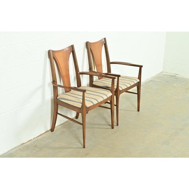 Broyhill Brasilia Mid-Century Modern Sculpted Walnut Armchairs, Pair For Sale - Image 13 of 13