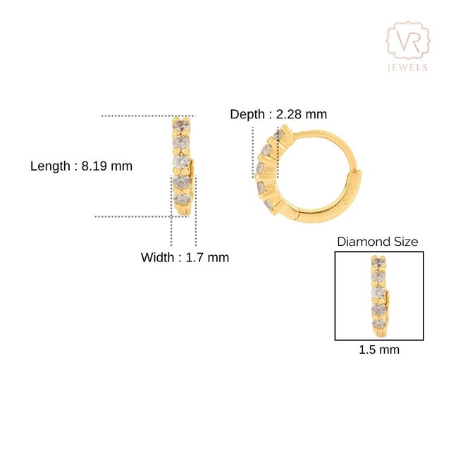 Contemporary Natural Diamond Huggie Hoop Earrings in 18k Yellow Gold- A Pair For Sale - Image 9 of 14